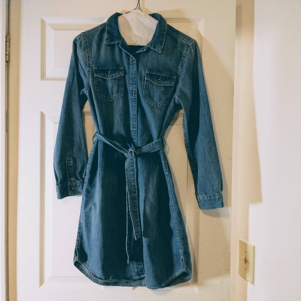Old Navy Denim Dress Long Sleeves Girls XL 12